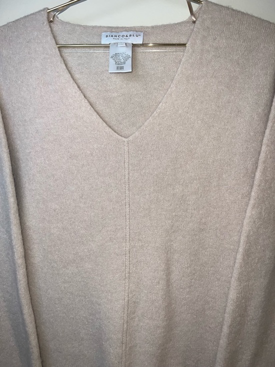 Bianco & Blu Alpaca Wool Blend Sweater Made In Italy Beige V Neck M - Picture 6 of 8